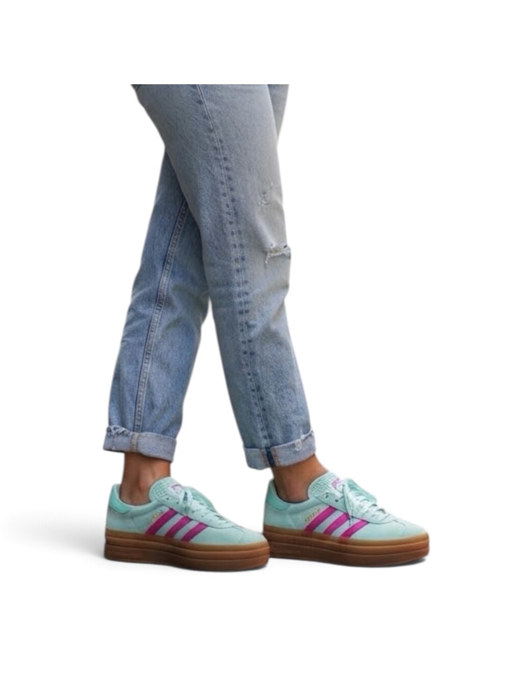 Adidas Gazelle Bold Women's Platform Sneakers Mint Aqua Pink Suede Gum Sole